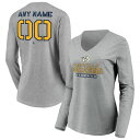 ファナティクス レディース Tシャツ トップス Nashville Predators Fanatics Branded Women 039 s Any Name Number Personalized Evanston Stencil Long Sleeve VNeck TShirt Gray