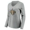 ファナティクス レディース Tシャツ トップス New Orleans Saints Fanatics Branded Women's Team Authentic Custom Long Sleeve VNeck TShirt Gray