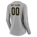 ファナティクス レディース Tシャツ トップス New Orleans Saints Fanatics Branded Women's Team Authentic Custom Long Sleeve VNeck TShirt Gray