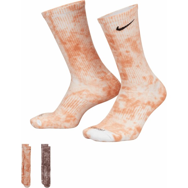 iCL fB[X C A_[EFA Nike Everyday Plus Cushioned Tie-Dye Crew Socks - 2 Pack Amberbrown/Universityred