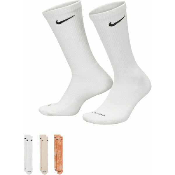 ナイキ メンズ 靴下 アンダーウェア Nike Everyday Plus Dyed Cushioned Crew Socks - 3 Pack White/Guava/Amber Brown