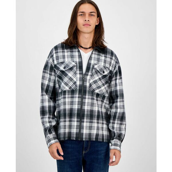 サンアンドプラスストーン メンズ シャツ トップス Men's Fisk Long-Sleeve Cotton Overshirt, Macy's Exclusive Black Shadow