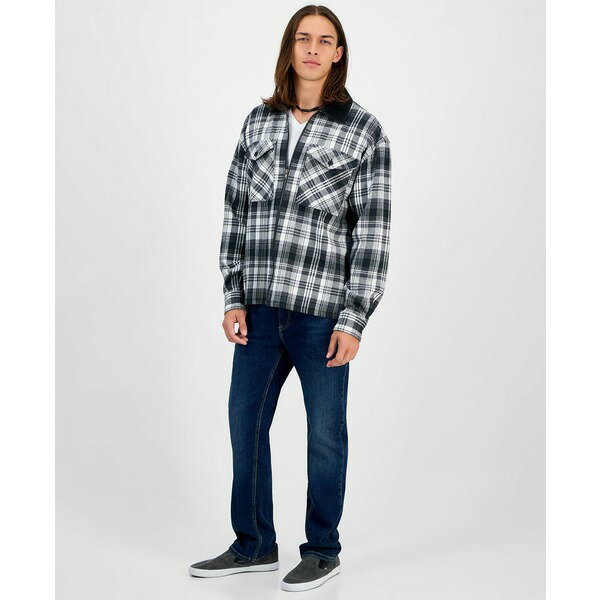 サンアンドプラスストーン メンズ シャツ トップス Men's Fisk Long-Sleeve Cotton Overshirt, Macy's Exclusive Black Shadow