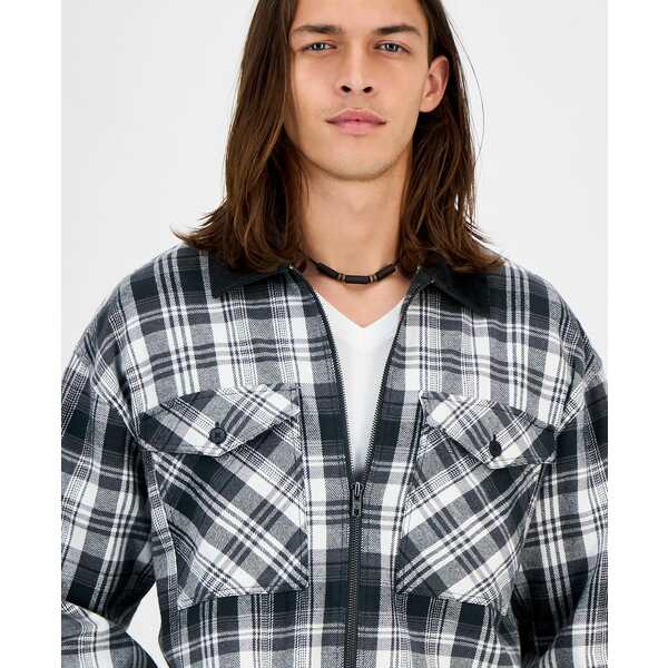 サンアンドプラスストーン メンズ シャツ トップス Men's Fisk Long-Sleeve Cotton Overshirt, Macy's Exclusive Black Shadow