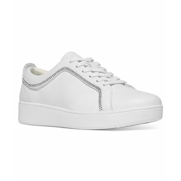 フィットフロップ レディース スニーカー シューズ Women's Rally Crystal-Trim Leather Sneakers Urban white
