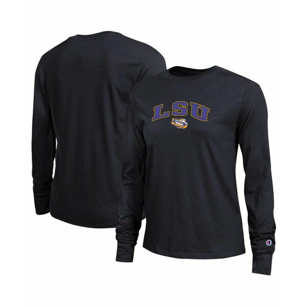 チャンピオン レディース カットソー トップス Women's Black LSU Tigers Arch Over Logo Long Sleeve T-Shirt Black