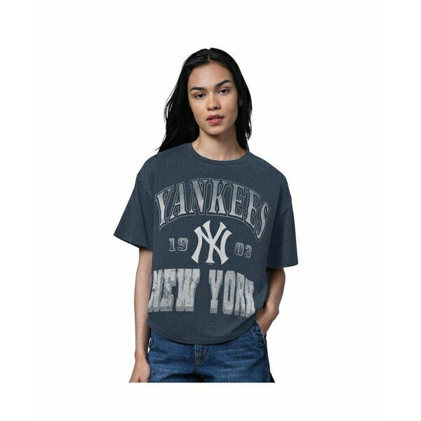 スターター レディース カットソー トップス Women's Heather Navy New York Yankees Oversized Hall o..