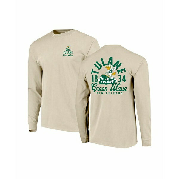 イメージワン メンズ Tシャツ トップス Men's Natural Tulane Green Wave Comfort Colors Mascot Overlay Long Sleeve T-Shirt Natural