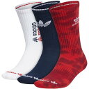 AfB_X fB[X C A_[EFA adidas Originals Men's Color Wash Crew Socks - 3 Pack Glory Red/Indigo/White