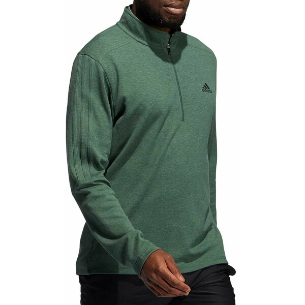 アディダス メンズ ジャケット＆ブルゾン アウター adidas Men's 3-Stripes Quarter Zip Golf Pullover Green Oxide