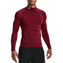 アンダーアーマー メンズ シャツ トップス Under Armour Men's ColdGear Mock Neck Compression Shirt Cardinal/White