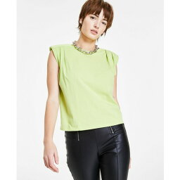 バースリー レディース カットソー トップス Women's Cotton Pleated-Shoulder Top, Created for Macy's Spring Lime