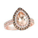 @ fB[X O ANZT[ Peach Morganite (7/8 ct. t.w.) & Diamond (3/4 ct. t.w.) Teardrop Halo Ring in 14k Rose Gold Peach Morganite