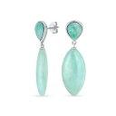 ブリング レディース ピアス＆イヤリング アクセサリー Unique Geometric Linear Mint Green Aqua Amazonite Rhombus Shape Tear Drop Natural Multi-Gemstone Party Dangling Earrings for Women Light green