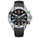 iEeBJ Y rv ANZT[ Men's N16553G NST Chrono Flags Black Resin-Coated Leather Strap Watch Black/Silver