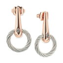 VI[ fB[X sAXCO ANZT[ White Topaz Accent Circle Drop Earrings in PVD Stainless Steel & Rose Gold-Tone Rose Gold/Stainless Steel