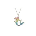 fBYj[ fB[X lbNXE`[J[Ey_ggbv ANZT[ Princess Ariel Silver Flash Plated Rainbow Glitter Pendant Necklace, 18'' Silver tone, pink, yellow, blue