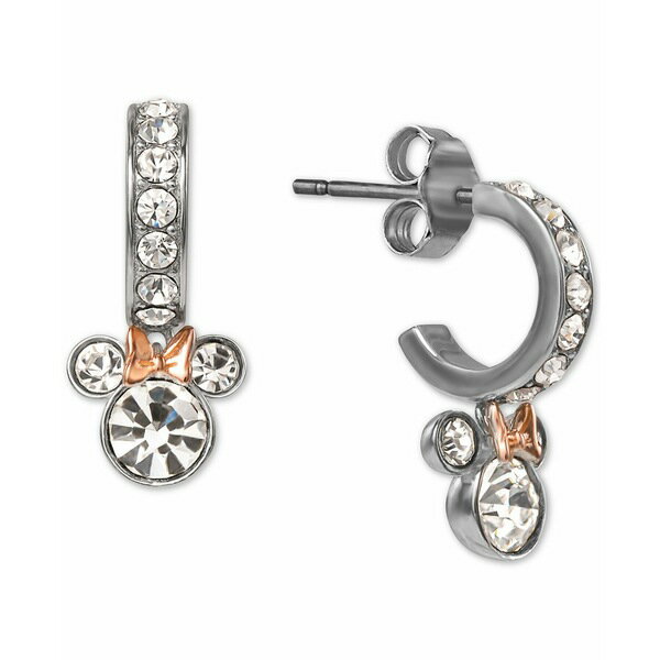 ディズニー レディース ピアス＆イヤリング アクセサリー Crystal Minnie Mouse Dangle Hoop Earrings in Sterling Silver 18k Rose Gold-Plate Silver