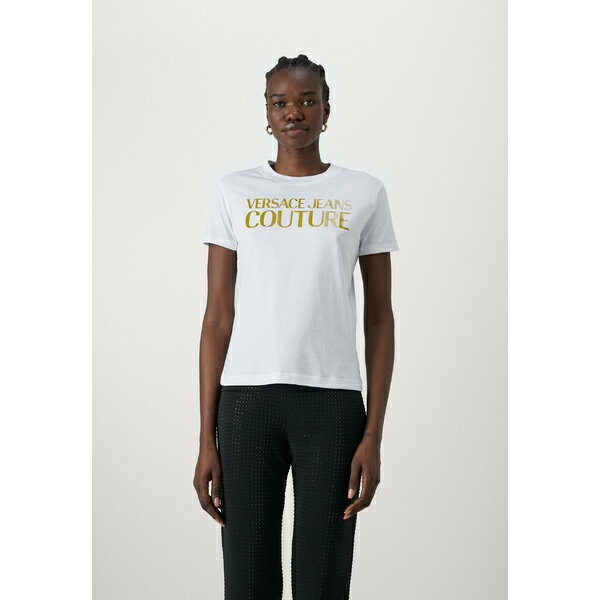 ベルサーチ レディース Tシャツ トップス LOGO GUMMY GLITTER - Print T-shirt - white/gold-coloured