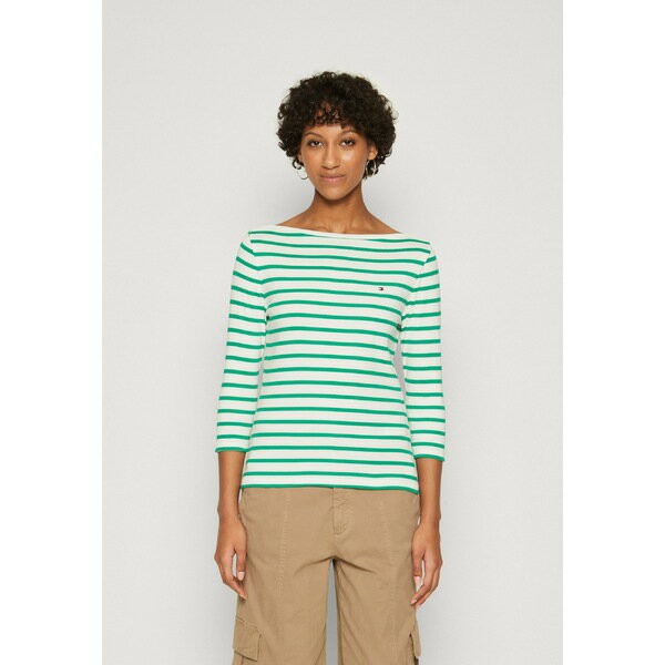 g~[ qtBK[ fB[X TVc gbvX NEW CODY SLIM BOAT 3/4 - Long sleeved top - ecru/olympic green