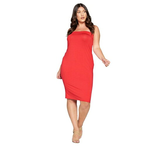 リブド レディース ワンピース トップス Plus Size Willow Tube Dress Red リブド レディース ワンピース トップス Plus Size Willow Tube Dress Red
