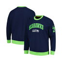 トミー ヒルフィガー メンズ パーカー・スウェットシャツ アウター Men's College Navy, Neon Green Seattle Seahawks Reese Raglan Tri-Blend Pullover Sweatshirt Navy, Neon Green(4)