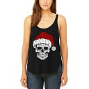エルエーポップアート レディース カットソー トップス Women's Santa Skull Premium Word Art Flowy Tank Top Black