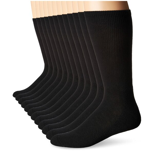 ヘインズ メンズ 靴下 アンダーウェア Men's FreshIQ X-Temp Active Cool Crew Socks, 12-Pack Black