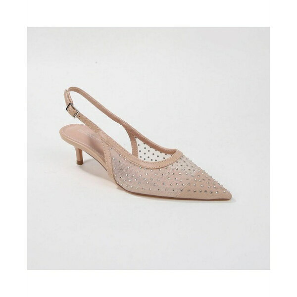 バーネス レディース ヒール シューズ Frida Rhinestone Studded Mesh Slingback Beige