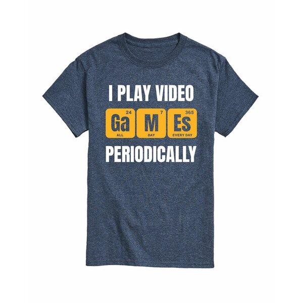 ֥  T ȥåץ Hybrid Apparel I Play Video Games Periodically Men's Short Sleeve Tee Heather Blue