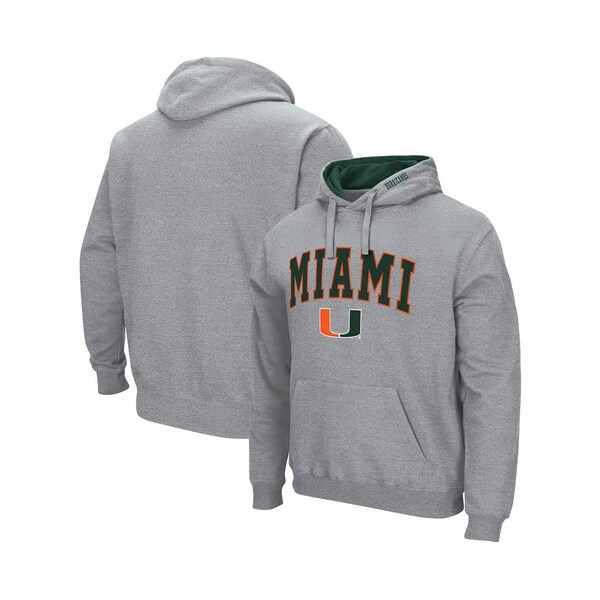 コロシアム メンズ パーカー・スウェットシャツ アウター Men's Miami Hurricanes Arch & Logo 3.0 Pullover Hoodie Heathered Gray