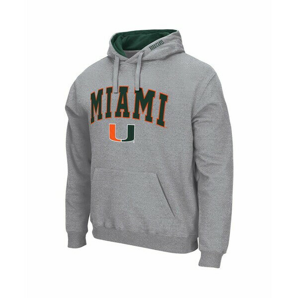 コロシアム メンズ パーカー・スウェットシャツ アウター Men's Miami Hurricanes Arch & Logo 3.0 Pullover Hoodie Heathered Gray