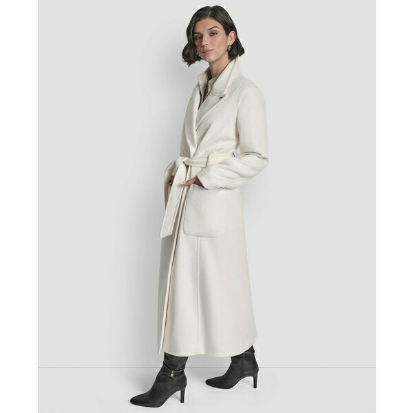 ダナ キャラン ニューヨーク レディース ジャケット＆ブルゾン アウター Women's Notch Collar Belted Wrap Coat Pearl