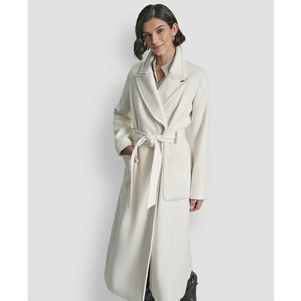 ダナ キャラン ニューヨーク レディース ジャケット＆ブルゾン アウター Women's Notch Collar Belted Wrap Coat Pearl