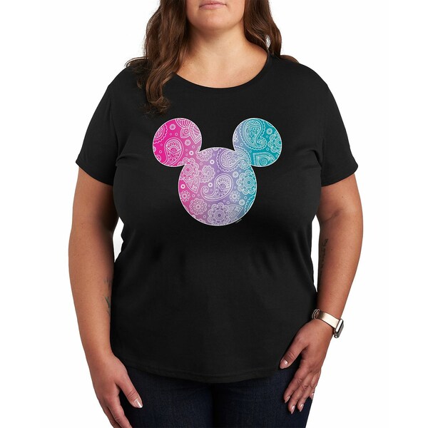 ハイブリッド アパレル レディース カットソー トップス Trendy Plus Size Disney Mickey Head Fill Gr..