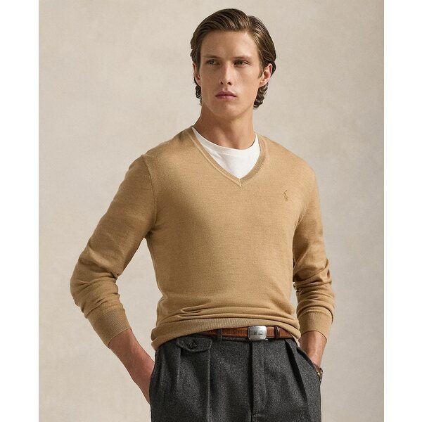 ラルフローレン メンズ ニット&セーター アウター Men's Washable Wool V-Neck Sweater Brown(4)