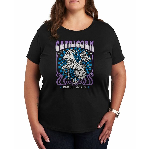 ハイブリッド アパレル レディース カットソー トップス Zodiac Capricorn Rock Poster Plus Size Grap..