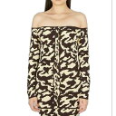 ナヌーシュカ レディース ワンピース トップス Abstract Pattern Off-shoulder Mini Dress BROWN