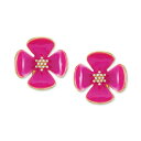 ゲス レディース ピアス＆イヤリング アクセサリー Gold-Tone Pink Flower Stud Clip On Earrings Gold