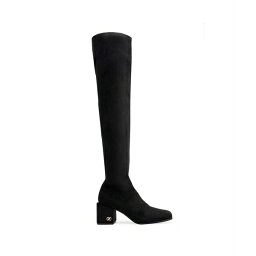 エアロソールズ レディース ブーツ シューズ Women's Oreti Tall Dress Boot Mid Heel Black Faux Suede