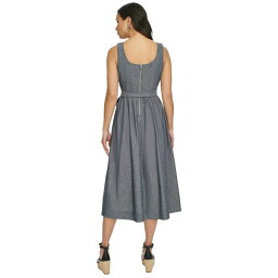 ダナ キャラン ニューヨーク レディース ワンピース トップス Women's Chambray Square-Neck Sleeveless Midi Dress Dark Chambra