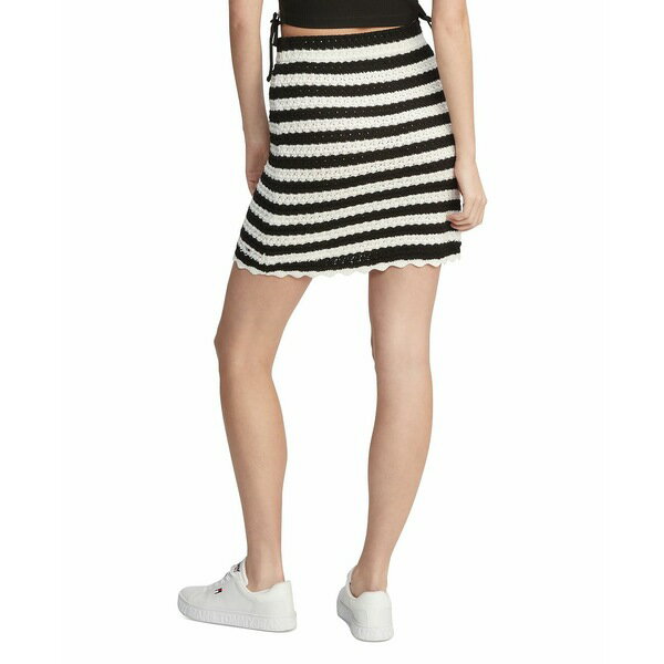 g~[qtBK[ fB[X XJ[g {gX Women's Crochet Striped Skirt Black / Stripe