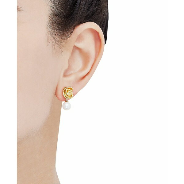 ホノラ レディース ピアス＆イヤリング アクセサリー Cultured Freshwater Pearl (7-1/2mm) Rose Drop Earrings in 14k Gold Yellow Gold