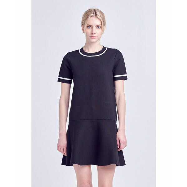 イングリッシュファクトリー レディース ワンピース トップス Women's Knit Contrast Mini Dress Black/white 2