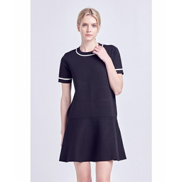 イングリッシュファクトリー レディース ワンピース トップス Women's Knit Contrast Mini Dress Black/white 3