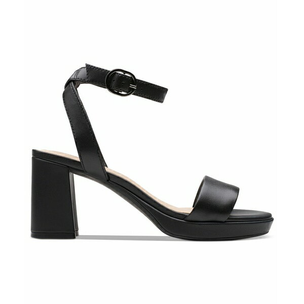 クラークス クラークス レディース サンダル シューズ Women's AmberLyn Bay Ankle-Strap Block-Heel Sandals Black Leather