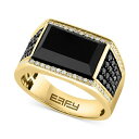 エフィー コレクション レディース リング アクセサリー EFFY® Men's Onyx & Diamond (3/4 ct. t.w.) Ring in 14k Gold Black