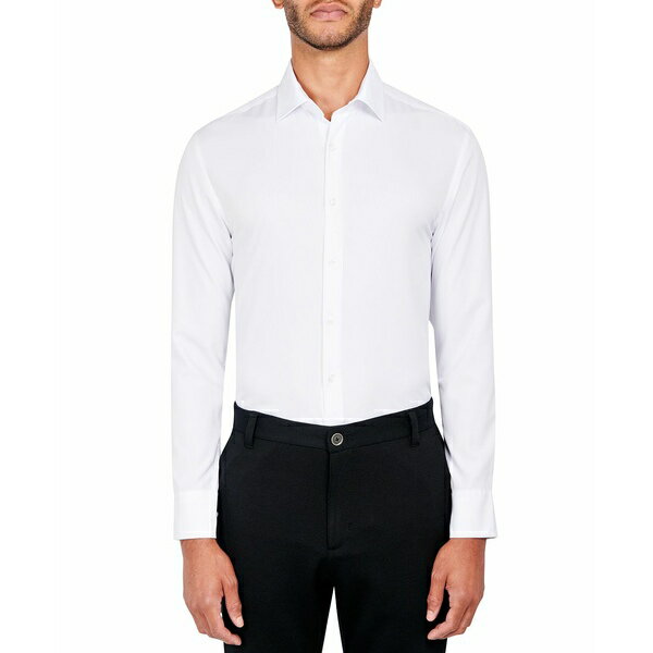 コンストラクト メンズ シャツ トップス Ceremony Men's Solid Performance Stretch Cooling Comfort Dress Shirt White