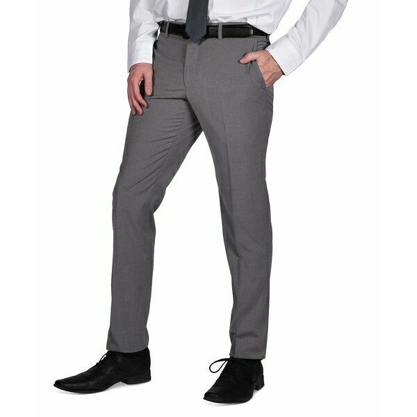 ペリーエリス メンズ カジュアルパンツ ボトムス Portfolio Men's Micro-Grid Slim-Fit Stretch Suit Pants Light Grey
