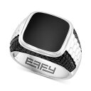 エフィー コレクション レディース リング アクセサリー EFFY® Men's Onyx & Black Spinel Two-Tone Ring in Sterling Silver & Black Rhodium-Plate Black